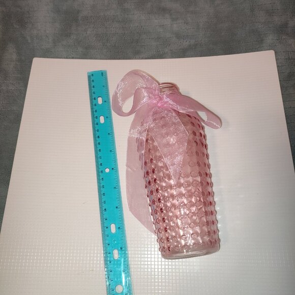 Pink Glass Vase Polka Dots Ribbon Boho Baby Pink Doll Color Vintage - Picture 6 of 6